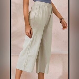 Elegant Cream Wide-Leg Women's Pants